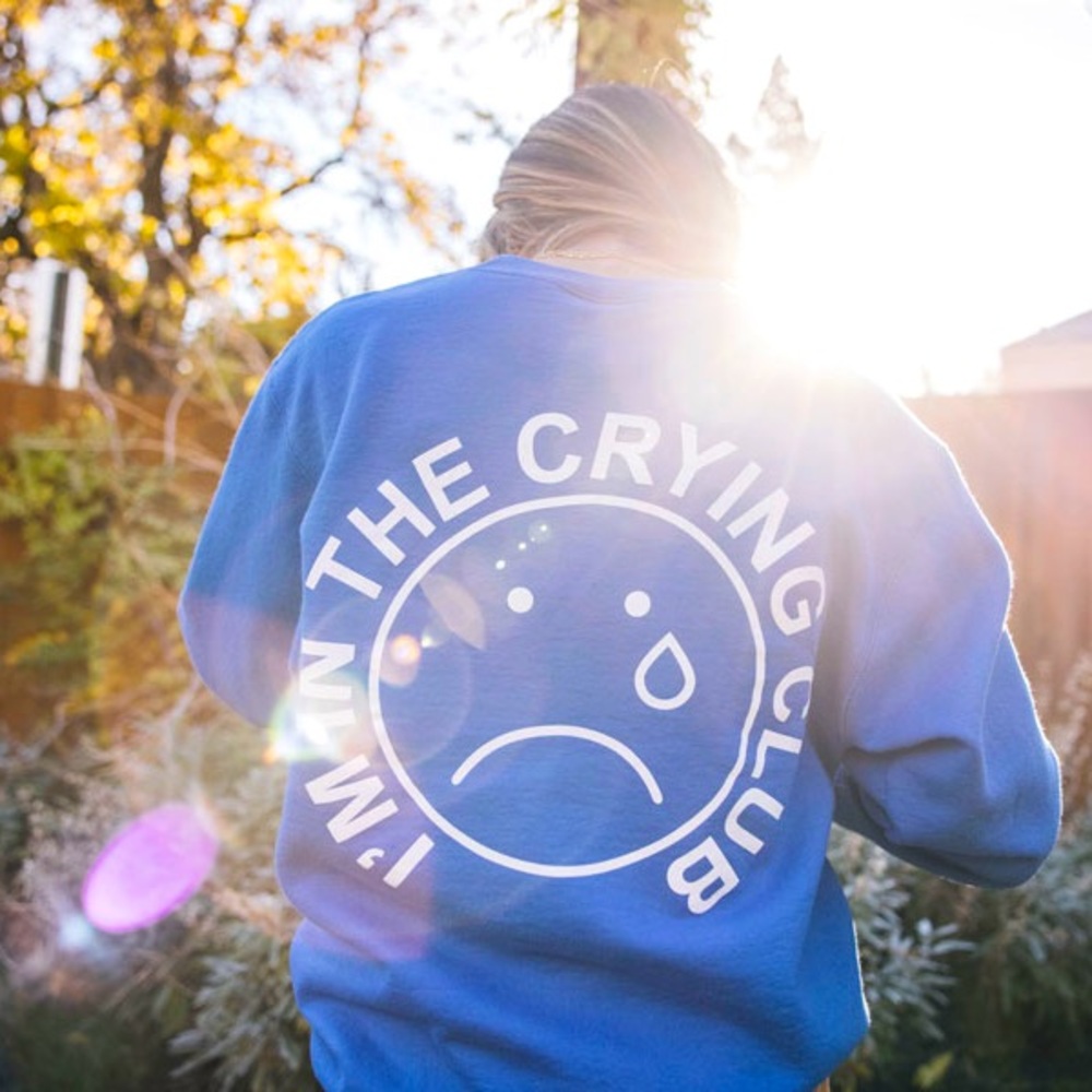 Womens‎ Graphic Sweater CRYING club blue vintage inspired casual collegiate L